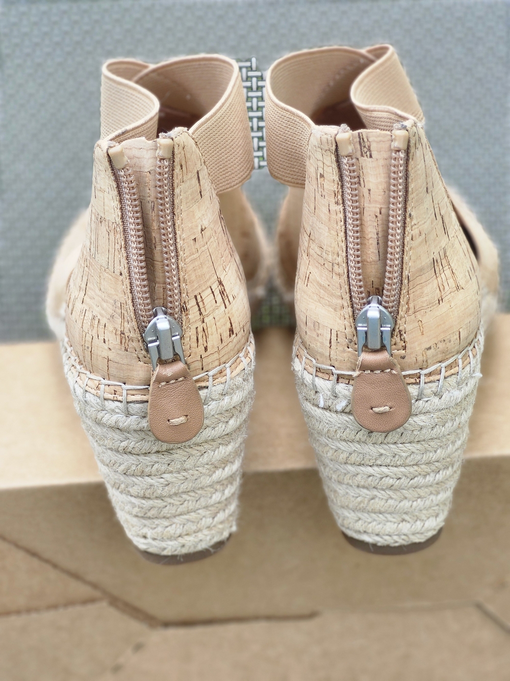 gentle souls By Kenneth Cole Cork Elastic Espadrille Wedge Sandals 6M - Picture 3 of 6